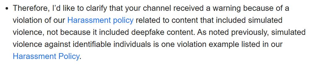 The_MrGreen's tweet photo. @TeamYouTube I'm curious about my 2 old Mark Rober parody videos removed for "serious Violence against others". It has no blood/gore, is slapstick, goofy, and fictional. YT support claims it's nothing to do with being deepfake. Yet, other creators can make the same parodies but WITH blood. https://t.co/2GqVDK5Dy1