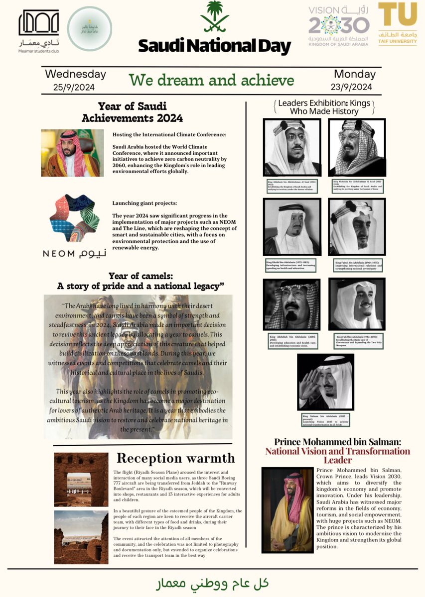 meamarcommunity's tweet photo. يقدم لكم نادي مِعمَار جريدة اليوم الوطني الجديدة في هذا الإصدار، تصفحوا صفحاتنا للاحتفاء بتاريخ وطننا.
 شكرًا لكل من ساهم في هذا العمل، نأمل أن تنال إعجابكم💚|#نادي_معمار https://t.co/ChJboCGthA