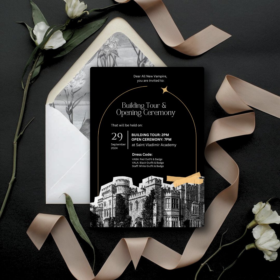 Dear All New Vampire 123rd Gen,

We are pleased to invite you to our upcoming Building Tour and Opening Ceremony, where we shall warmly welcome our newest vampire. We would be most pleased to have you join us.

Regards,
Vampire Nation Association.

&amp;. @SVA_NVCorner
