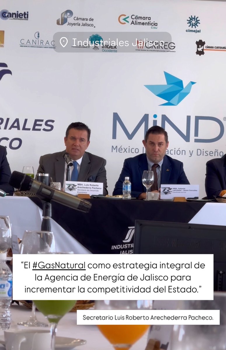 Estuvimos presentes en la 18’ R.O. de Industriales Jalisco <a href="/CCIJalisco/">Industriales Jalisco</a> con <a href="/AntonioLancas/">Antonio Lancaster Jo</a> en compañía del Secretario <a href="/SedecoJalisco/">SEDECO JALISCO</a> Luis Roberto Arechederra @lareched quien expresó el crecimiento que visualiza para el sector del #GasNatural en el Estado, así como su importancia