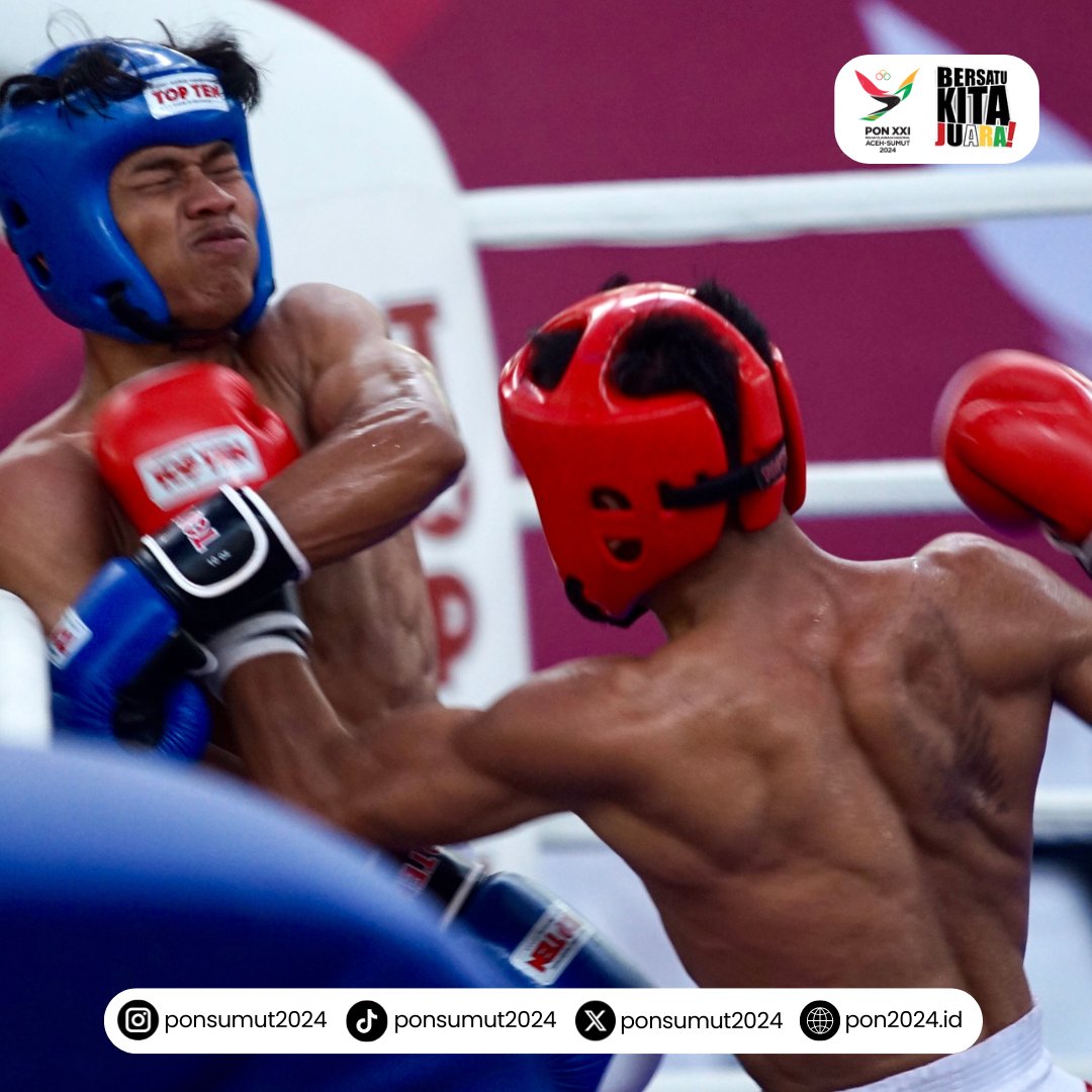 ponsumut2024's tweet photo. #ThrowBackPON2024

#PONXXIAcehSumut2024 merupakan kali pertama kickboxing dipertandingkan. banyak hal yang perlu disesuaikan dan dibenahi.
”Tahun ini merupakan perdana kickboxing dipertandingkan di PON, jadi semuanya kita masih baru. Baru dalam arti kejuaraan di PON, tetapi untuk kejuaraan nasional lainnya sudah sering digelar,” ucap supervisor (koordinator) perwasitan kickboxing PON 2024, Bimmo Chondro Wibowo di GOR Veteran Medan, Sumatra Utara, Senin (16/9/2024).
”Memang untuk PON ini, semua yang berperang (berjuang) di sini antarprovinsi sampai ke tingkat gubernurnya turun tangan. Maka tantangannya cukup berat,” ujar Bimmo menambahkan.
Pada gelaran PON 2024, terdapat 188 atlet dari 33 provinsi yang berpartisipasi. Mereka akan bertanding di 20 nomor pertandingan, baik di ring maupun tatami.

Sumatera Utara sendiri mendulang lima medali emas pada final kickboxing PON XXI Aceh-Sumut. Hasil gemilang ini pun sesuai target yang dibuat untuk tim Sumut dalam menghadapi cabor perdana kickboxing di PON tahun ini.

8 atlet kickboxing Sumut bersaing ketat untuk meraih medali emas pada fase final cabang olahraga kickboxing yang digelar hari Kamis di GOR Veteran Medan.

Dari 8 atlet yang berlaga di nomor final, kontingen Sumut pun  berhasil mengoleksi 5 medali emas. Masing-masing di nomor pertandingan full contact di kelas 51 kilogram diperoleh dari Toni Hutapea, di nomor lomba point fighting kelas 63 kilogram dari Ariyanta Sitepu, di nomor low kick putra di kelas 63,5 kilogram Ryan Jefri, dan di nomor low kick putri kelas 56 kilogram dan 60 kilogram masing-masing dari Aprilia Eka Putri dan Melpida Sihotang.

Foto: PB PON/Chalid Nasution

#BersatuKitaJuara