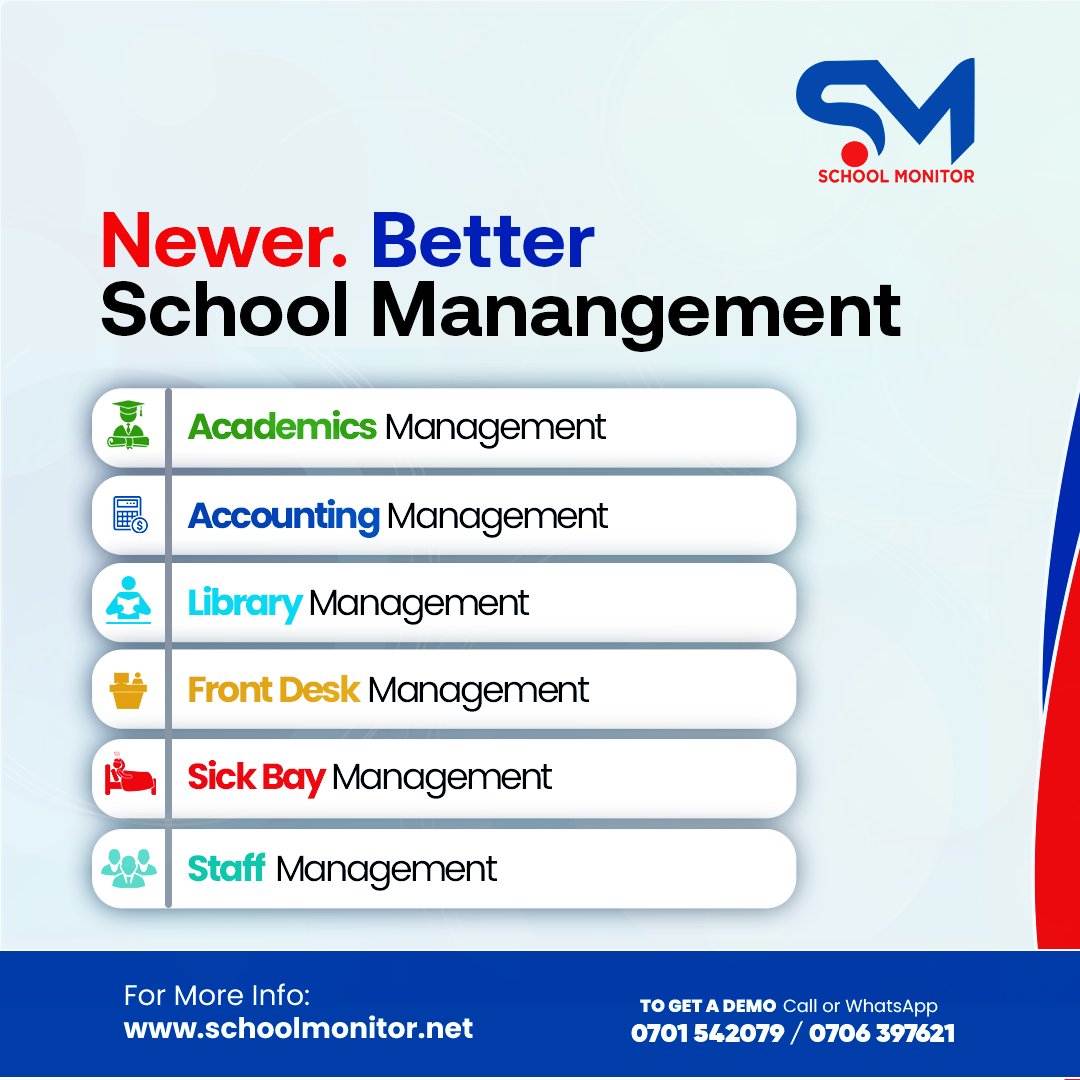 schoolmonitorUg's tweet photo. โOverwhelmed by paperwork and struggling to keep track of your students, staff, and finances? #SchoolMonitor is the solution.
Streamline every aspect of school management, from #admissions, #library to fee collection and performance tracking all in one place.
Book a Demo๐ https://t.co/VXcUf0ZbB6