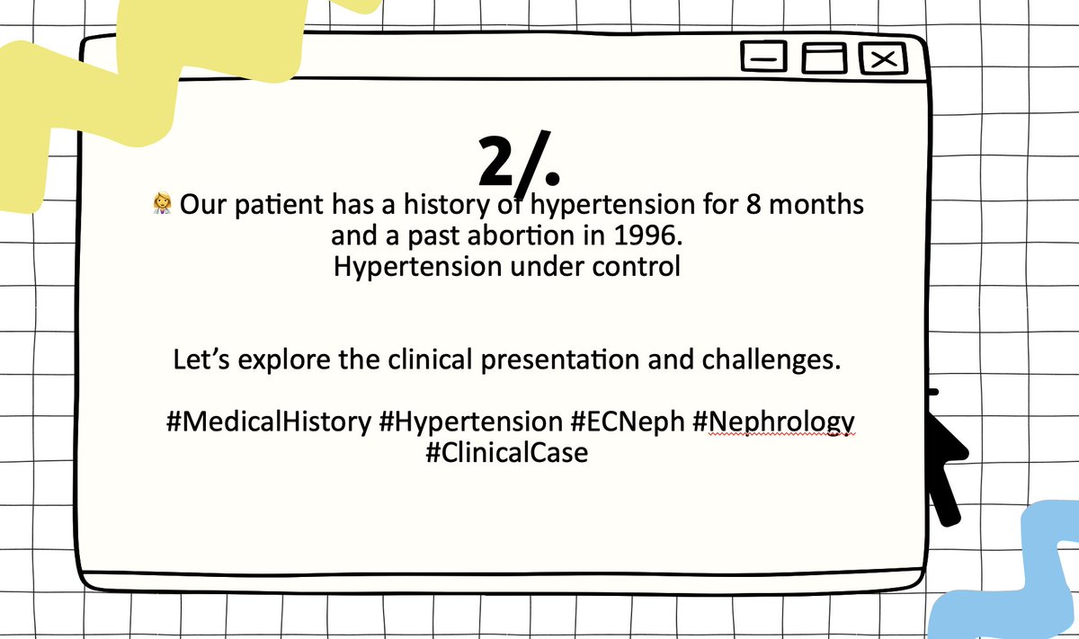 2/n #ECNeph <a href="/anace710/">Anace Pastor ✨️ Renalis 🌷@Anace710</a> <a href="/myadla/">manjusha yadla</a> <a href="/ISNkidneycare/">Int Society of Nephrology</a>
Hypertension x8 months 
Lets check the presenting symptoms ......

Do you think she would have primary /secondary Hypertension ?