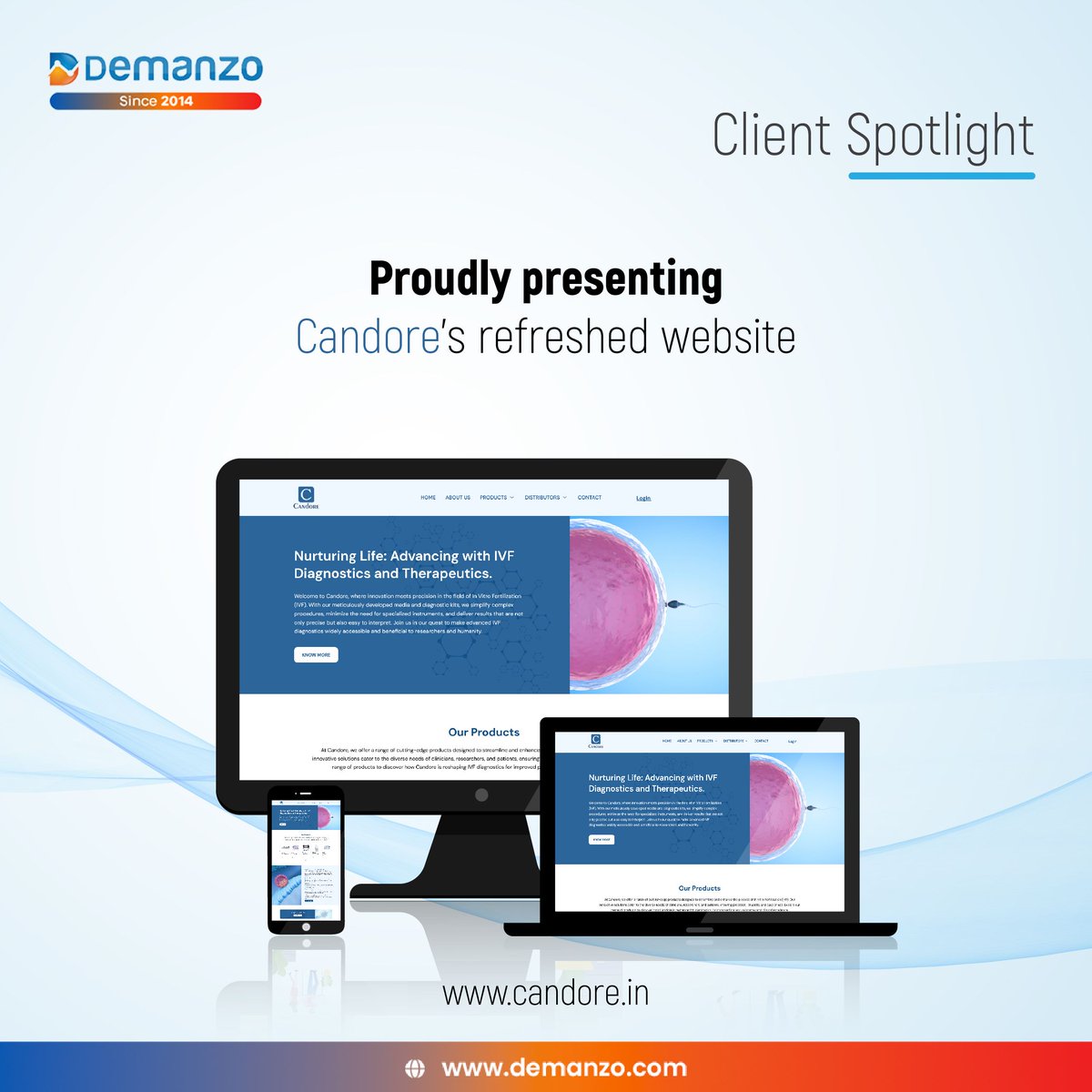 demanzo_info's tweet photo. We're excited to announce the launch of #Candore's new website! 

Explore a fresh design, user-friendly navigation, and all the essential information on how innovation meets precision in IVF diagnostics.

Looking for a website that stands out and drives results? We can help! https://t.co/KsynLRraCC