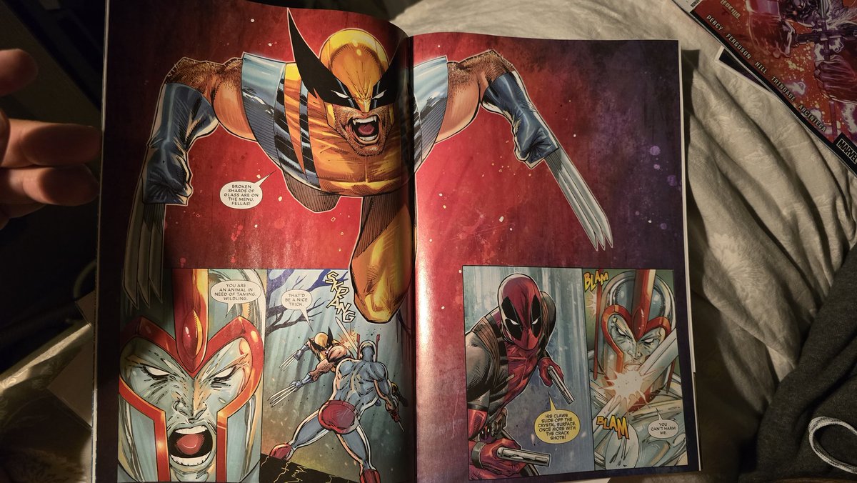 JustinFreeves's tweet photo. @robertliefeld brother nobody does pages like this anymore. I'm relishing every frame you are giving us on the way out. Sheesh what a book! Love the banter in this one! #deadpoolteamup https://t.co/n0qkcmUd66