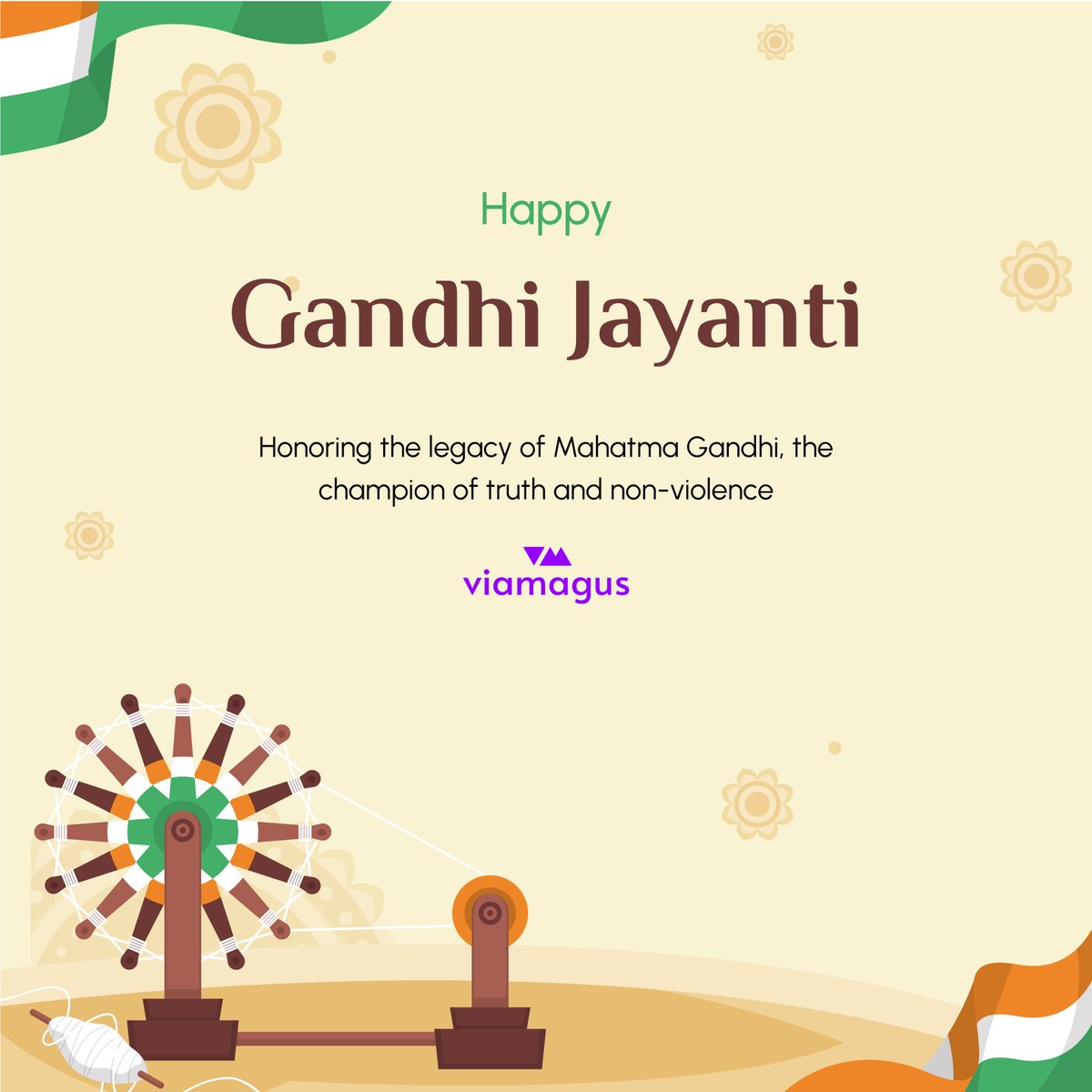Viamagus_Tech's tweet photo. Let’s honor Mahatma Gandhi's principles of peace, non-violence, and truth. Wishing you all a meaningful and inspiring Gandhi Jayanti 2024!

#Viamagus #GandhiJayanti2024 #MahatmaGandhi #PeaceAndNonViolence #TruthAndCompassion #Bapu #InspirationForAll #GandhiJayanthiWishes https://t.co/KkGYuPZh3R