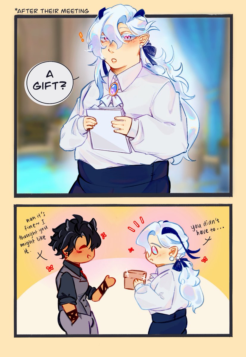 sinon890's tweet photo. Gift giving💝🍰
A short #wriolette / #Wriollette comic 

I tried my best! I hope you like it;;; https://t.co/eFMEcBM6Il