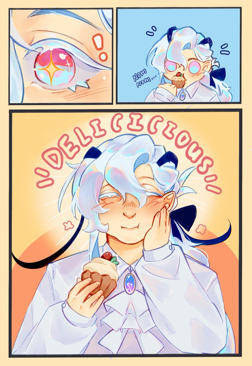sinon890's tweet photo. Gift giving💝🍰
A short #wriolette / #Wriollette comic 

I tried my best! I hope you like it;;; https://t.co/eFMEcBM6Il