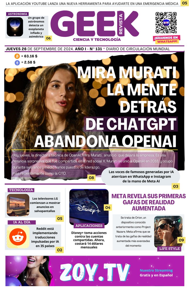 ZoyMilton's tweet photo. Familiaaa
¡Buenos días! 🤓

Te presentamos la #PORTADA de hoy #Jueves #26deSep 📰☕️

#Noticias de #Ciencia y #Tecnología

Somos tu "Revista Geek".
¡Atrévete a descubrir!

Más noticias en:

Whatsapp: https://t.co/boykH23Ocg

Telegram: https://t.co/9QgncTVRnV https://t.co/UAqOF3w516