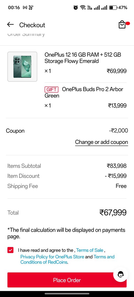 TanaysinghT's tweet photo. OnePlus Diwali sale is on. OnePlus 12 is on discount, and there's a free Buds Pro 2 being bundled. #oneplus12 #oneplusbuds https://t.co/icqQbIdhBe