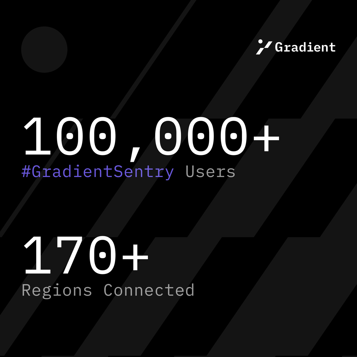 Gradient_HQ's tweet photo. 🌐 100,000+ #GradientSentry users around the world, in just 2 weeks! 

🫶  Huge thanks to our amazing community for bringing us closer to Pervasive Connectivity. 

More exciting things are on the horizon — Stay tuned. https://t.co/XkJGva8gMg