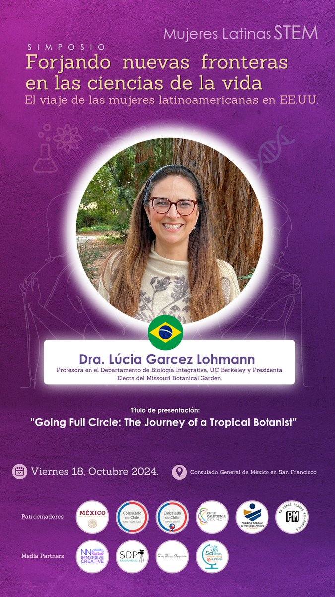 latinasenstem's tweet image. We are honored to introduce our first keynote speaker for our first Symposium! @Lucia_Lohmann, will share her inspiring path in science Don't miss the opportunity to hear her story!
🗓️ October 18th
📌 @ConsulmexSFO More information 👉🏼 latinasenstem.github.io/simposio.html