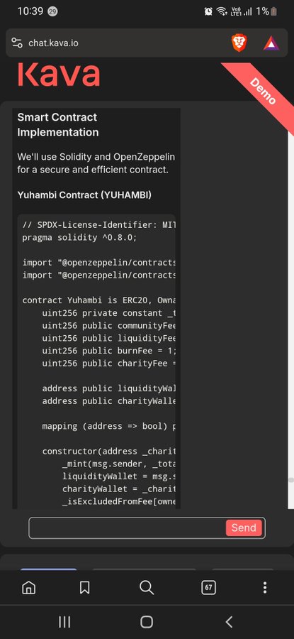 Yuhambi's tweet photo. Just deployed Yuhambi (YUHAMBI) on the KAVA chain with awesome community-benefiting tokenomics! 🚀 5% reflections, 2% liquidity, 2% burn, and 1% charity fee. Check it out using #KavaAI  @ https://t.co/88WEusMaws! 🌟 https://t.co/1GYmMgjZm7