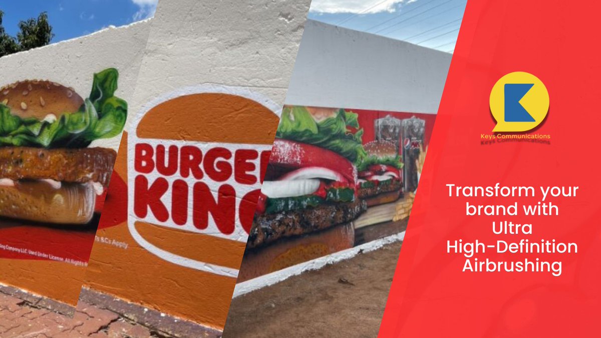 Keys_Comms's tweet image. Check out our campaign using Ultra High-Definition Airbrushing &amp;amp; 3D effects to create stunning Township Wall Media. Brands like Burger King are already seeing the impact

Want your brand to stand out? Contact Keys Communications today!

#KeysCommunications #3DEffects #Airbrushing