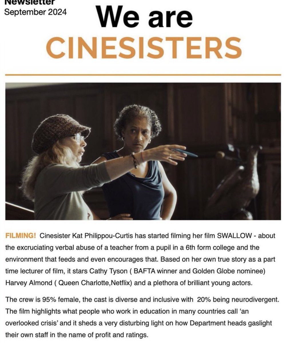 Proud to have worked with the amazing  Cathy Tyson and a wonderful cast and crew on my latest film Swallow.