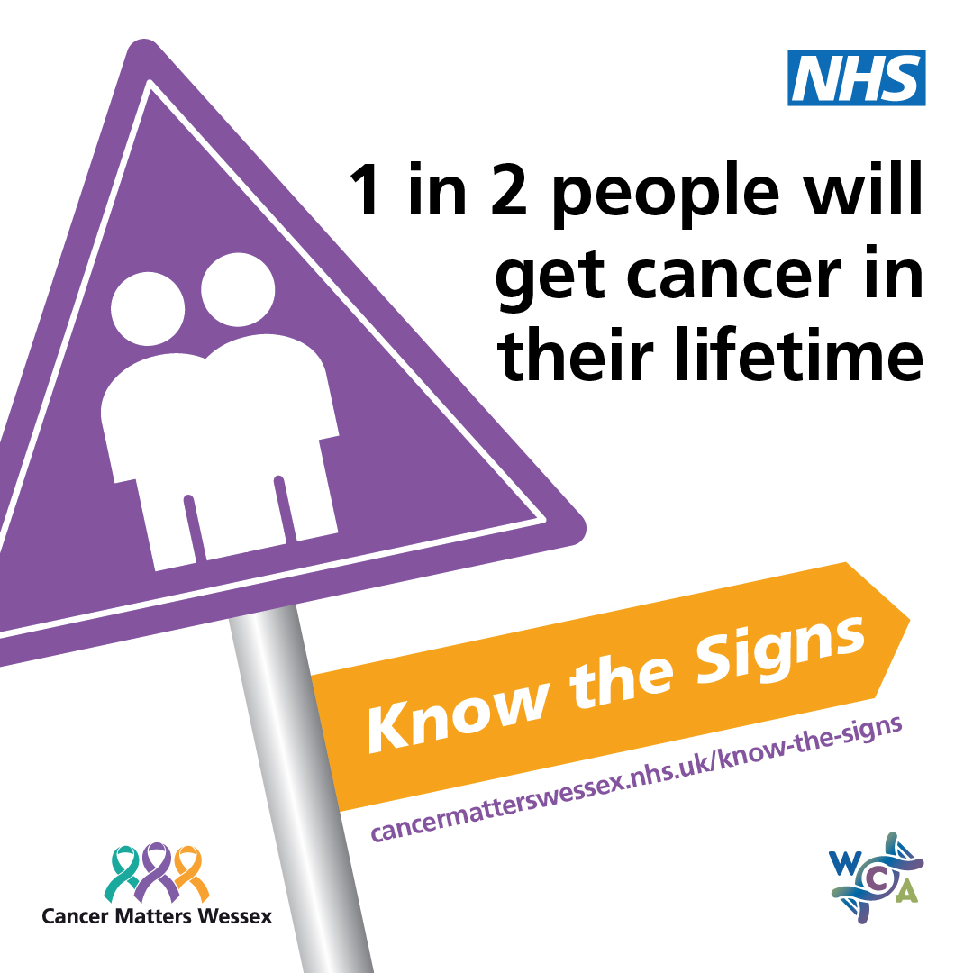 You can speak to a pharmacist if you have any signs or symptoms that you are not sure about. They can help signpost you to the right service.

Know the signs and speak to a health professional.

cancermatterswessex.nhs.uk/know-the-signs