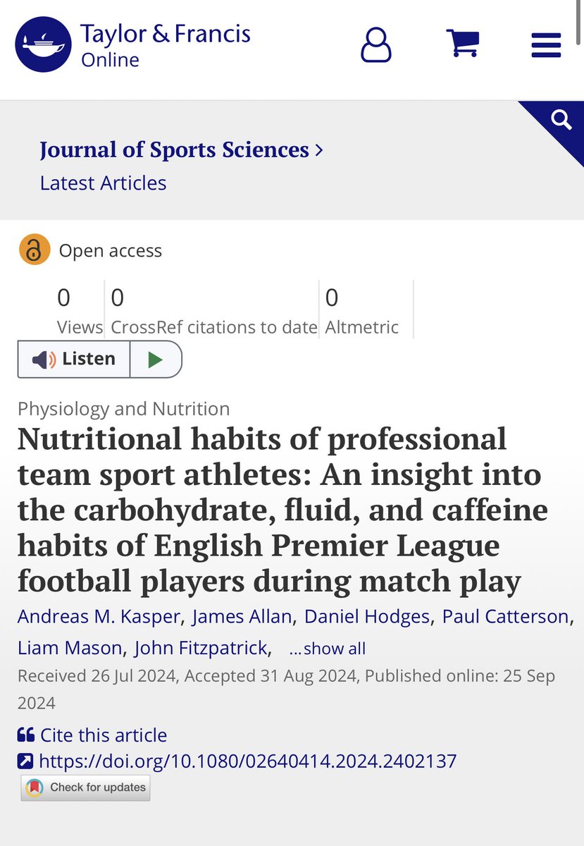 Dr. Andreas M. Kasper (@andy_kasper) on Twitter photo Really happy to get this one out there: Important considerations for the elite athlete and their fuelling, hydration and caffeine habits.
tandfonline.com/doi/full/10.10…
#Nutrition #PremierLeague #EliteAthletes #Behaviours #EPL #Sport
Image Tagged + <a href="/JamesyMorton/">James Morton</a> <a href="/jamesallan10/">James Allan</a> Really happy to get this one out there: Important considerations for the elite athlete and their fuelling, hydration and caffeine habits.
tandfonline.com/doi/full/10.10…
#Nutrition #PremierLeague #EliteAthletes #Behaviours #EPL #Sport
Image Tagged + <a href="/JamesyMorton/">James Morton</a> <a href="/jamesallan10/">James Allan</a>