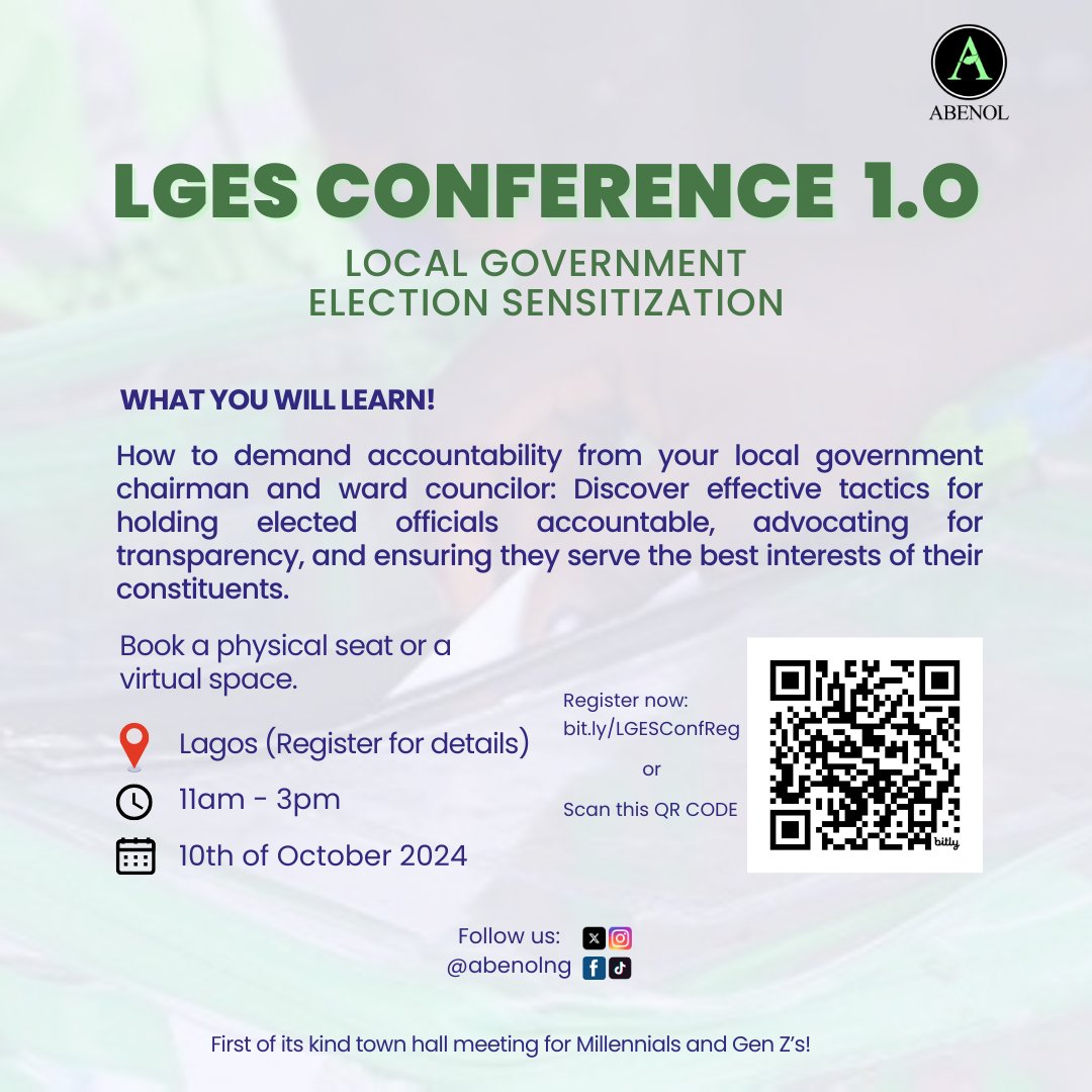 simplyEromz's tweet photo. Hon. Rasaq Ajala @OfficialHra the LCDA chairman of Odi-Olowo will be speaking with us at the LGES Conference 1.0.

He will be teaching us the most effective ways to demand accountability from our LG chairmen and ward councillors.

RT and register now!

https://t.co/eLoK4XBNbS https://t.co/XCAq7fNVmC