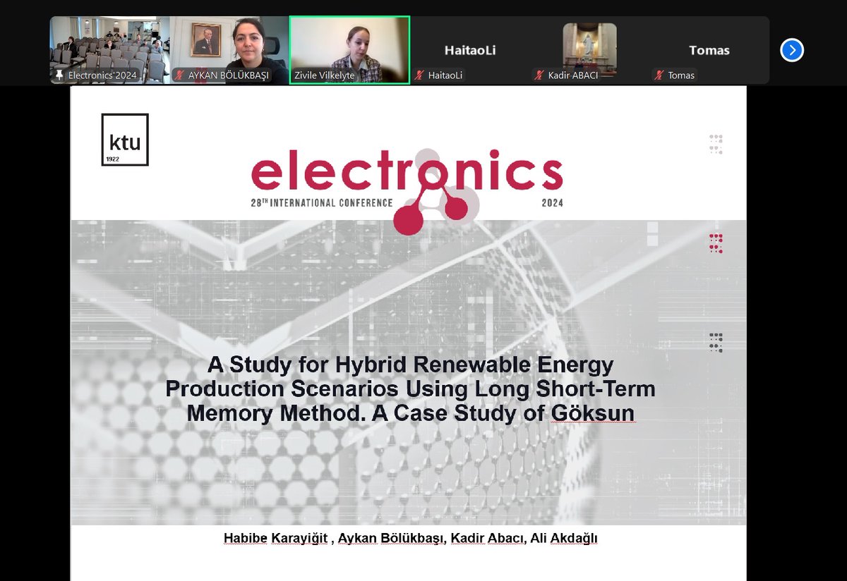 HabibeKarayigit's tweet image. 🌍 IEEE 28. Uluslararası ELEKTRONİK Konferansı 2024’te yer almak bizim için harika bir deneyim oldu!
Makalemizin başlığı “A Study for Hybrid Renewable Energy Production Scenarios Using Long Short-Term Memory Method. A Case Study of Göksun” idi. 
#IEEE2024 #ElectronicsConference