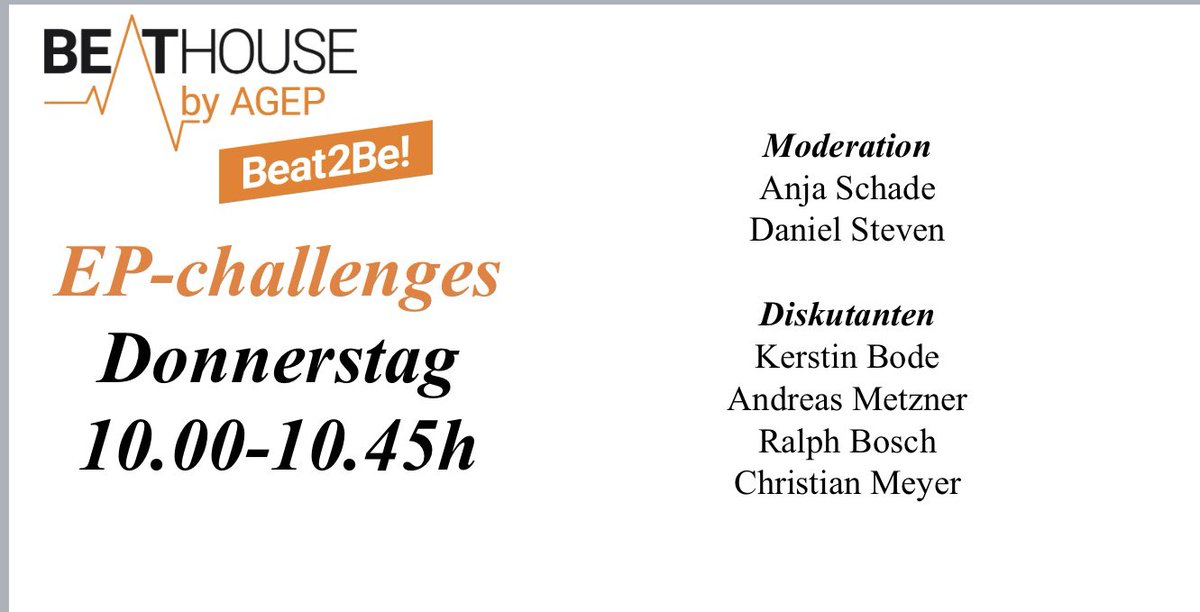Andreas Rillig (@andreasrillig) on Twitter photo 💪Take the Challenge, NOW❗️
ALLES was ihr über EP-KARRIERE wissen MÜSST…🔥
➡️Anja Schade, Daniel Steven und
👌Expert-Discussants 👌
➡️ Alle Details zum gelungenen Vorankommen
🛫 Saal X5, 10h
<a href="/DavidDuncker/">David Duncker</a> <a href="/YoungDgk/">Young DGK</a> <a href="/AGEP_DGK/">AGEP</a> <a href="/danielsteven_ep/">Daniel Steven</a> <a href="/AndreasMetzner7/">Andreas Metzner</a> <a href="/C_Meyer_MD/">Christian Meyer, MD, MA</a> 💪Take the Challenge, NOW❗️
ALLES was ihr über EP-KARRIERE wissen MÜSST…🔥
➡️Anja Schade, Daniel Steven und
👌Expert-Discussants 👌
➡️ Alle Details zum gelungenen Vorankommen
🛫 Saal X5, 10h
<a href="/DavidDuncker/">David Duncker</a> <a href="/YoungDgk/">Young DGK</a> <a href="/AGEP_DGK/">AGEP</a> <a href="/danielsteven_ep/">Daniel Steven</a> <a href="/AndreasMetzner7/">Andreas Metzner</a> <a href="/C_Meyer_MD/">Christian Meyer, MD, MA</a>