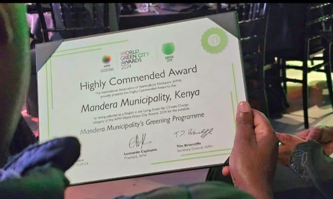 aliiroba's tweet photo. Last night in the Netherlands, Mandera Municipality was honored with the globally coveted Green City Award by the International Association of Horticultural Producers (AIPH). This esteemed international body is dedicated to promoting sustainable horticulture and supports initiatives that enhance the green environment through global greening projects and sustainable production practices.

The greening initiative in Mandera began in 2015 under my leadership as County Governor. At the time, many doubted the potential for success, but Alhamdulillah, our efforts have been recognized on a global scale. I am proud to dedicate this award to the 1,300 vulnerable mothers in Mandera Town who have journeyed with us, demonstrating unparalleled commitment to the greening of our town. These mothers, who not only contribute to mitigating climate change but also make a livelihood from it, deserve our heartfelt applause.

I also wish to extend my gratitude to the residents of Mandera Town who embraced and doubled our greening efforts by planting trees in every homestead, creating a true community-driven environmental transformation.

Lastly, I would like to congratulate my successor, Governor Mohamed Adan Khalif, for ensuring the continuity of the Greening Mandera program since I left office in 2022. The progress we have achieved without external support is a testament to our community’s resilience and dedication. Imagine how much more we could accomplish with a little external support.

Kudos to everyone involved—together, we can make a lasting difference.