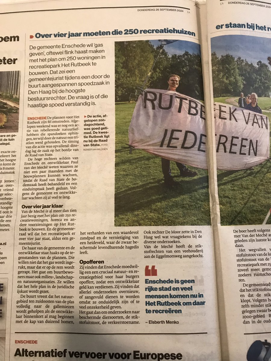 HermansHoning's tweet photo. #RutbeekIsVanIedereen #Enschede Iedereen heeft de afgelopen 30 jaar de vele nadelen genoemd en de burgers van Enschede willen geen luxe vakantiepark midden tussen de landgoederen en natura2000 gebieden dus @Raad053 @Gem_Enschede handel daar ook naartoe en zeg NEEN https://t.co/rTKY6xkJWS