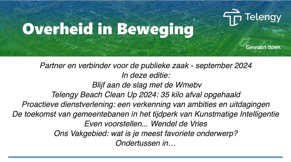 In deze editie van Overheid in Beweging: #wmebv  #strand  #opruimactie  #zoutelande  #veere  #dienstverlening  #evenvoorstellen  #ondertussenin  #Ai  #KI  #hoekschewaard
lnkd.in/e2M4zacJ