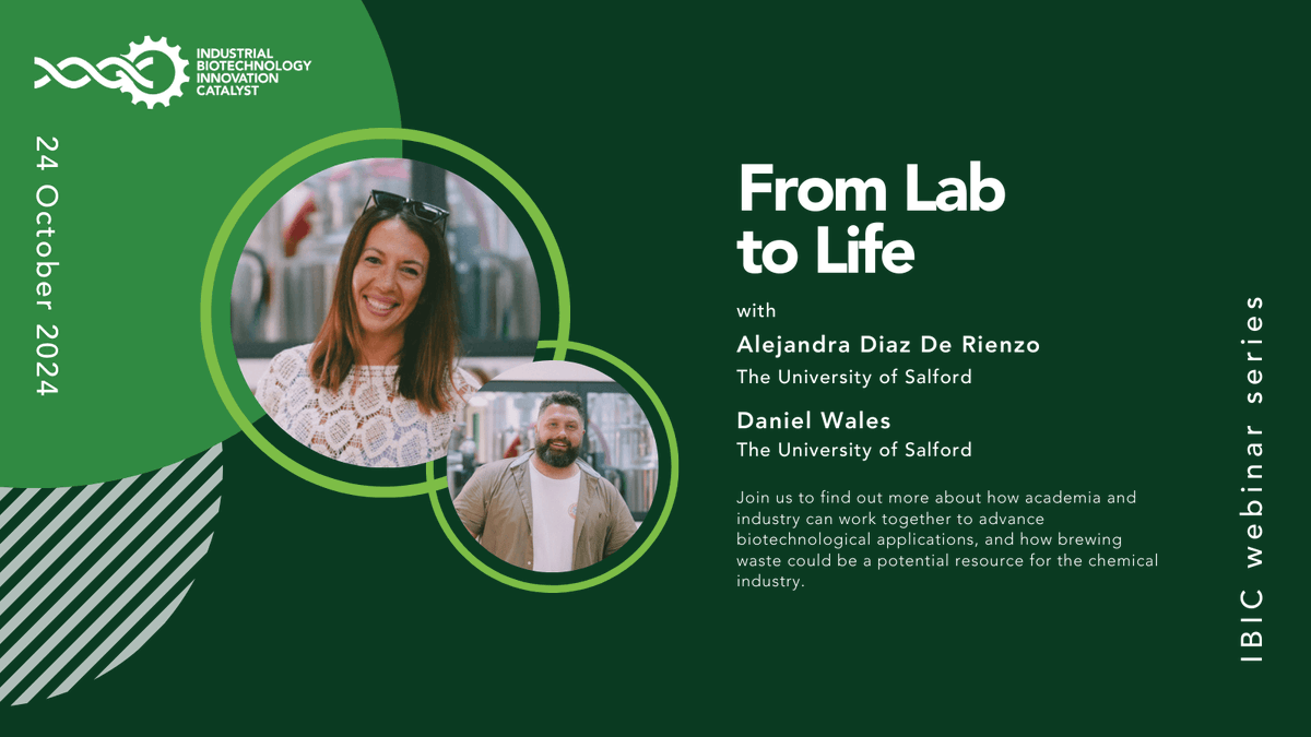 Industrial Biotechnology Innovation Catalyst (@ibic_nw) on Twitter photo Join us for the launch of our webinar series on Thursday, 24 October, 12:00pm - 12:50pm. Hosting the inaugural session will be Dr Alejandra Diaz De Rienzo and Daniel Wales from <a href="/SalfordUni/">University of Salford</a>.
Register here: events.manchester.ac.uk/event/event:ws… Join us for the launch of our webinar series on Thursday, 24 October, 12:00pm - 12:50pm. Hosting the inaugural session will be Dr Alejandra Diaz De Rienzo and Daniel Wales from <a href="/SalfordUni/">University of Salford</a>.
Register here: events.manchester.ac.uk/event/event:ws…