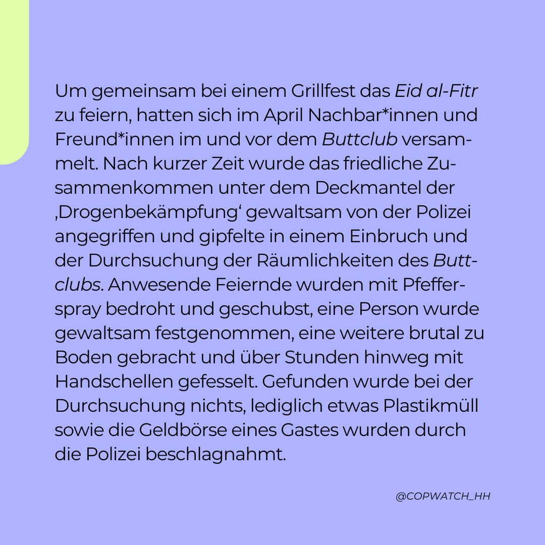 copwatch_hh's tweet photo. 📃 Pressemitteilung zur erfolgreichen Beschwerde – Hamburger Amtsgericht bestätigt: Polizeilicher Einsatz im Buttclub während des Eid al-Fitr war illegal #Polizeiproblem #CopwatchHH 1/2 https://t.co/qeI3Zwlvcl