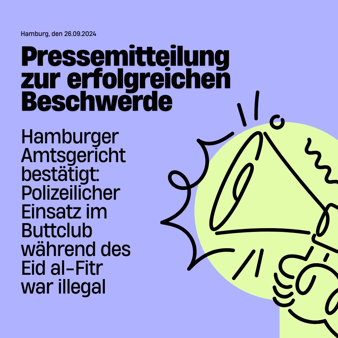 copwatch_hh's tweet photo. 📃 Pressemitteilung zur erfolgreichen Beschwerde – Hamburger Amtsgericht bestätigt: Polizeilicher Einsatz im Buttclub während des Eid al-Fitr war illegal #Polizeiproblem #CopwatchHH 1/2 https://t.co/qeI3Zwlvcl