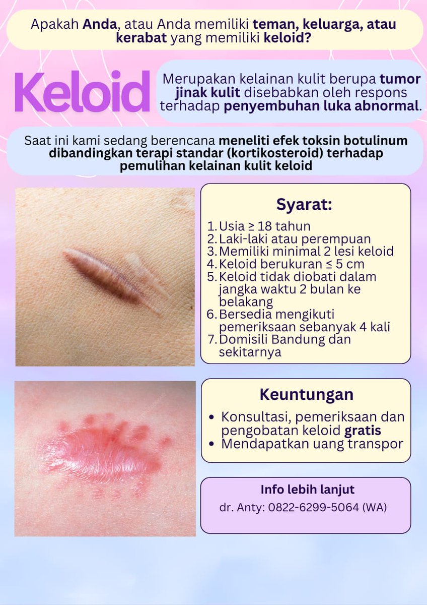Adakah yang punya keloid? Cek ketentuan di poster berikut yaaa