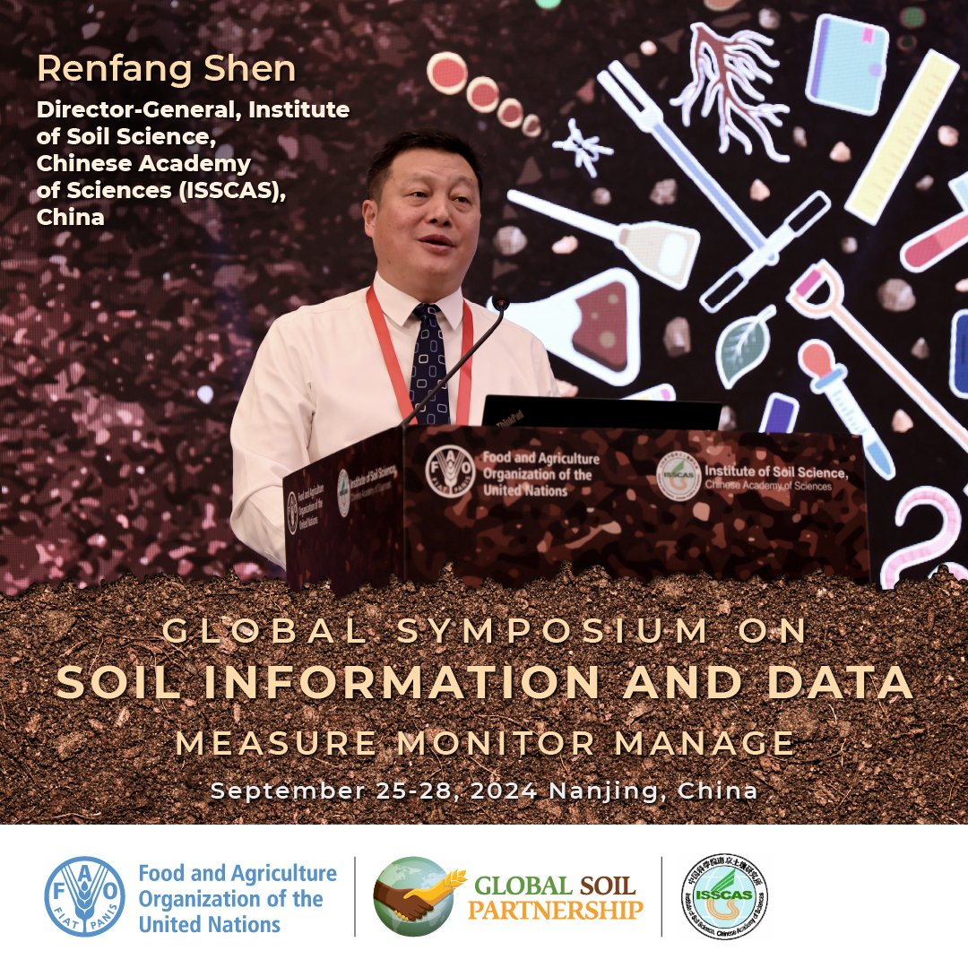 FAOLandWater's tweet photo. "I witnessed the establishment of the #GlobalSoilPartnership 12 years ago and am delighted to be alongside @FAO to open the #GSID24 symposium. Together, we can harness the power of soil data & information and secure a bright future for generations to come" #ISSCAS #SoilHealth https://t.co/tXhggrCMad