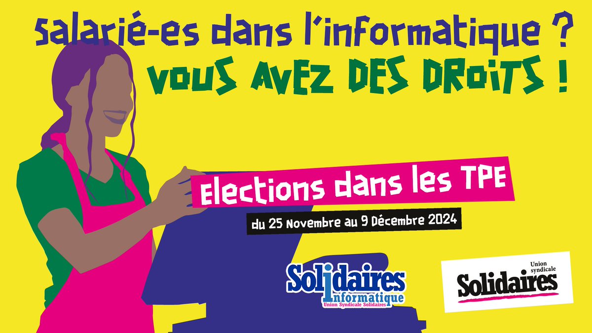 SolInfoNat's tweet photo. Employé-es des Très Petites Entreprise   

Les élections professionnelles des TPE approchent,  n'oubliez pas de vous inscrire sur les listes si vous êtes concerné-es ! https://t.co/Ddrhb3E7Zd