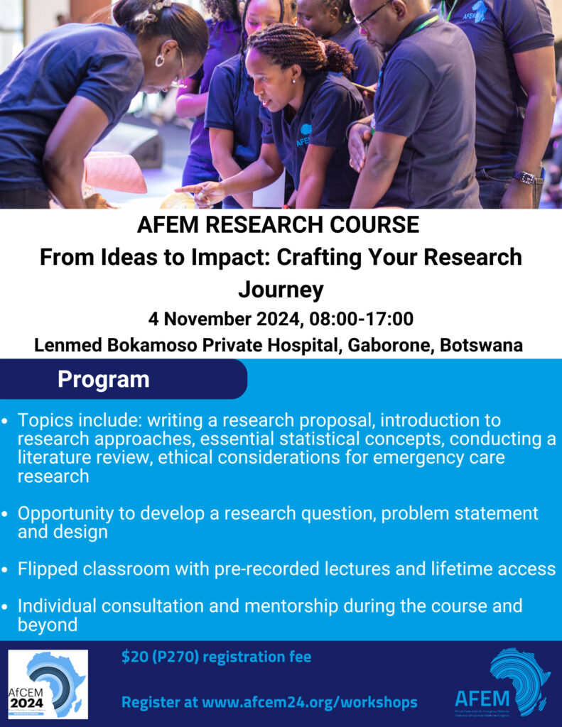 AfCEM_2024's tweet image. Don’t miss out on AfCEM 2024 Pre-Conference Workshops! 
Enhance your #AfCEM2024 experience with hands-on workshops covering essential emergency care skills. Spaces are filling up fast, so sign up now!
Register now at afcem24.org/workshops
#EmergencyMedicine #Workshops