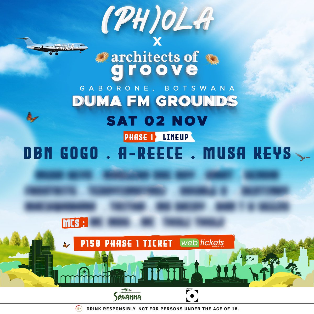 Architects_Of_'s tweet photo. We’re excited to welcome @musakeys to the (PH)OLA lineup, joining DBN Gogo &amp; A-Reece! 🎶

And to celebrate Independence 🇧🇼, the Early Bird sale is extended until Oct 1st!
Get your P150 tickets now and secure your spot today! https://t.co/yXDTkwx5Ed