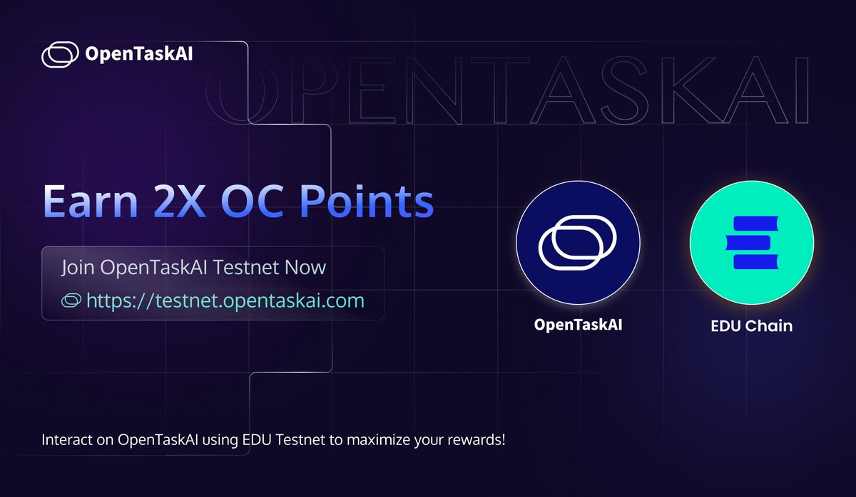 OpenTaskAI (@opentaskai) on Twitter photo ๐ฐ Earn 2X OC Points by interacting on <a href="/OpenTaskAI/">OpenTaskAI</a> with the EDU Testnet <a href="/opencampus_xyz/">Open Campus</a>!
OC Points: unlock future $EDU REWARDS! ๐ฅ
Join now: testnet.opentaskai.com
Tutorials here: medium.com/@OpenTaskAI/opโฆ
#Web3 #Blockchain #OpenTaskAI #EDUTestnet #Crypto ๐ฐ Earn 2X OC Points by interacting on <a href="/OpenTaskAI/">OpenTaskAI</a> with the EDU Testnet <a href="/opencampus_xyz/">Open Campus</a>!
OC Points: unlock future $EDU REWARDS! ๐ฅ
Join now: testnet.opentaskai.com
Tutorials here: medium.com/@OpenTaskAI/opโฆ
#Web3 #Blockchain #OpenTaskAI #EDUTestnet #Crypto