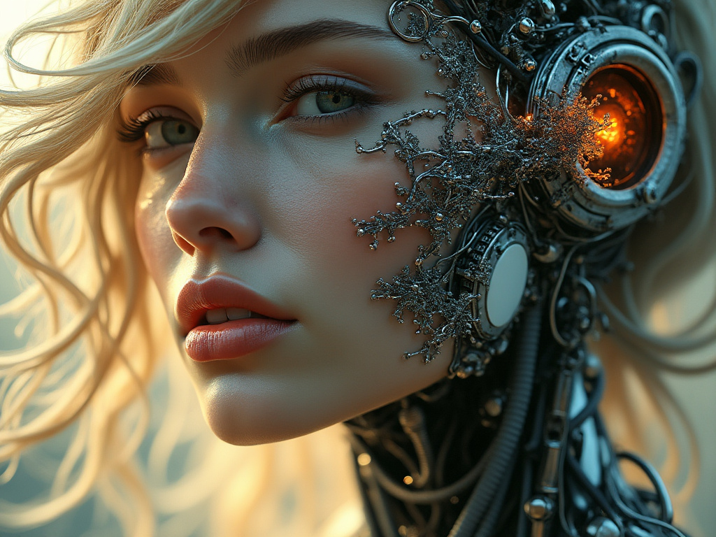 dainiusex7's tweet image. QT your Female Cyborg art
&quot;Ember of Thought: The Luminous Cyborg&quot;
#CyberGlow #TechAndEmotion #AIart #AIArtwork #AIイラスト