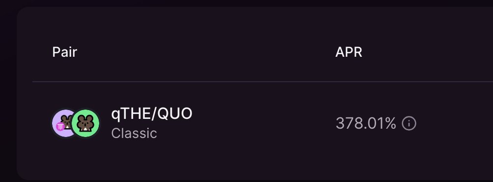 Deposit qTHE-QUO on @ThenaFi_ and farm $THE at 378% 🤑
