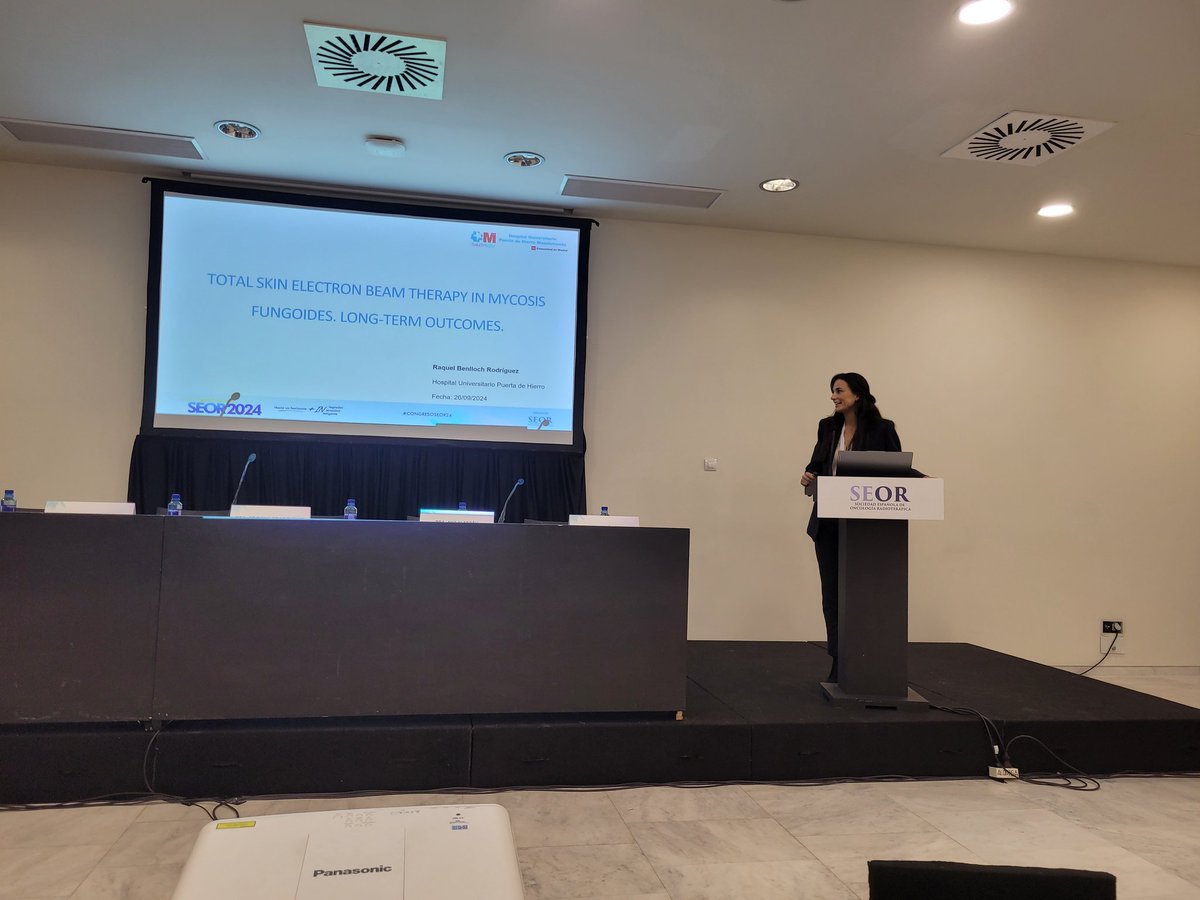 HUPHRadOnc's tweet image. Brillante exposición sobre los resultados a largo plazo en pacientes con micosis fungoide tratados con irradiación cutánea total por @R_Benlloch.@SEOR_ESP. #congresoseor2024.