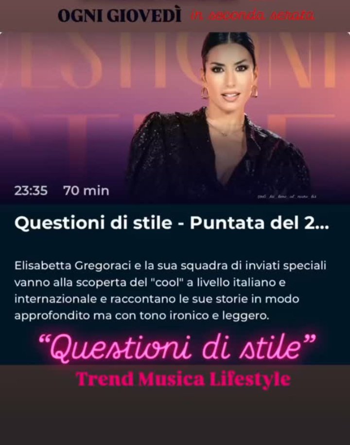 MariaP42352712's tweet photo. Buongiorno,              Stasera ore 23:35 su #raidue parte il programma #questionidistile  al timone #elisabettagregoraci,  1° ospite Flavio Briatore 
In bocca al lupo ELI!!💪✌🏻❤️❤️❤️❤️
#eligreg https://t.co/szBmeP44UZ