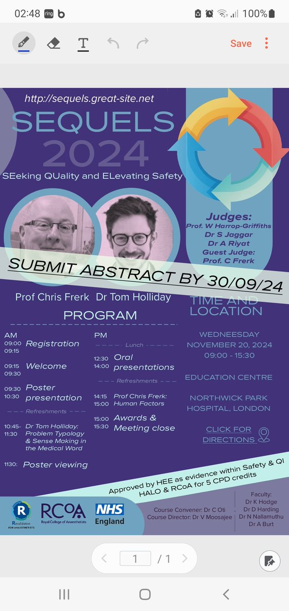 SEQUELS_anaes's tweet photo. The deadline to submit abstracts for SEQUELS  30/09/24.

Don’t miss out on the chance to present your innovative work to our internationally renowned panel. 

PRIZES for best presentations and FREE HOT FOOD for will be available for all!

SUBMIT  HERE:
https://t.co/2o2uHvZTLI https://t.co/1gUS3BUNMg