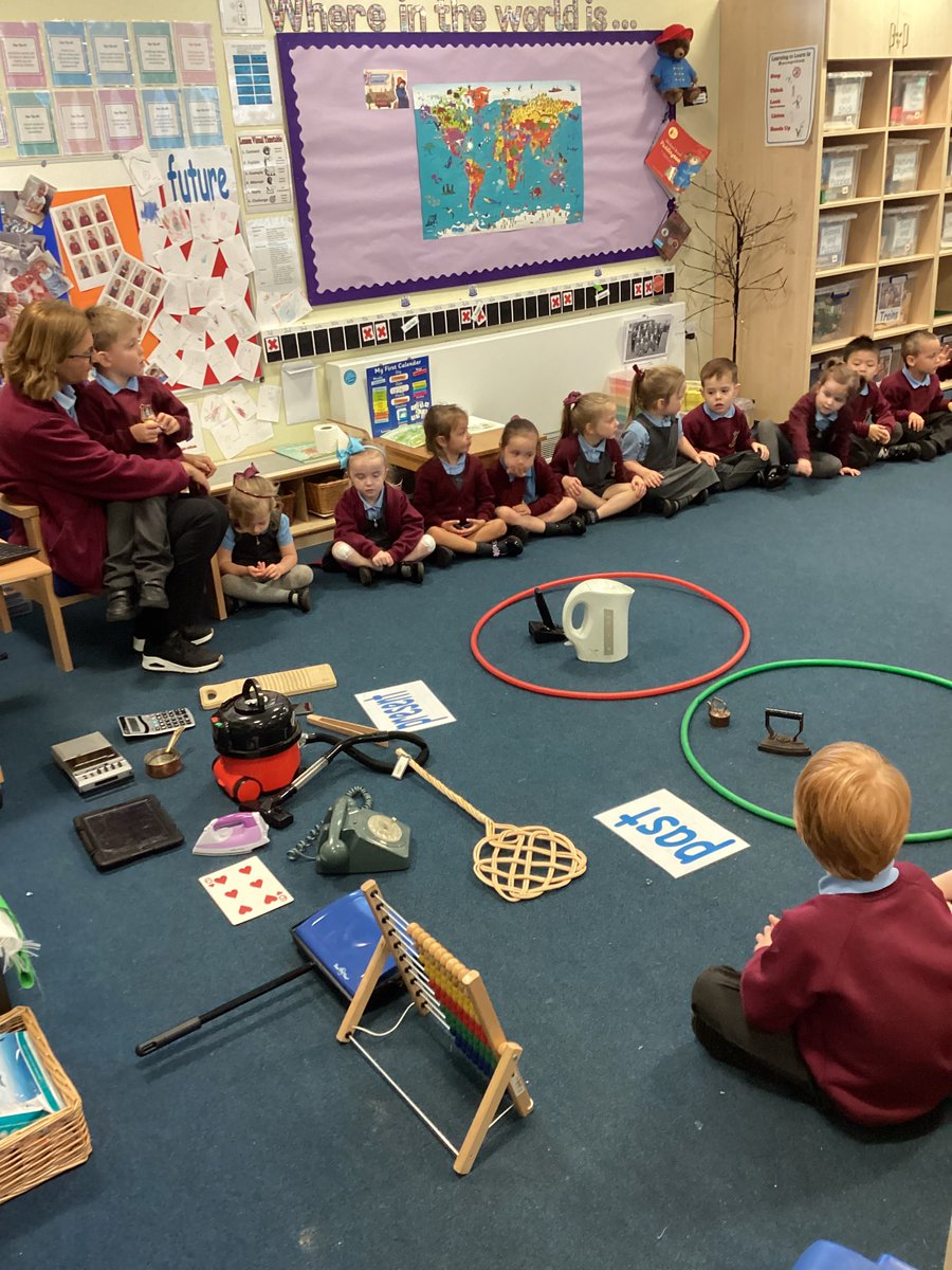 StBellarmine's tweet photo. Reception are learning the terms past and present and are beginning to know about time passing. We know the past has already happened and the present is happening right now. We then sorted lots of objects into past and present sets. #eyfs #passingoftime https://t.co/o1deJ0SqE9