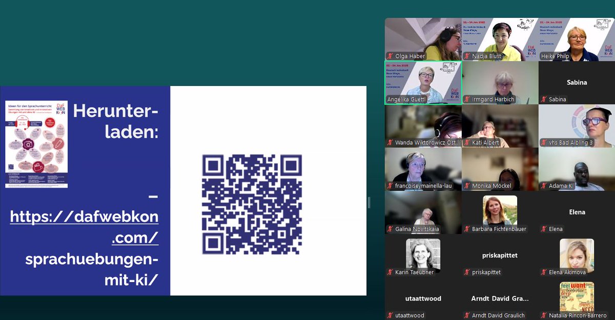 deutschonline's tweet photo. 🌐 177 Teilnehmer aus vielen Ländern haben gestern am Webinar 

" Premiere DaFWEBKON-Plakat: KI-Übungen"

teilgenommen und ihre Begeisterung geteilt.

Gestern wurde ein spannendes Plakat zum Thema 

"Ideen für den Deutschunterricht mit KI" vorgestellt! 🎉 https://t.co/rPYgxX0SRZ