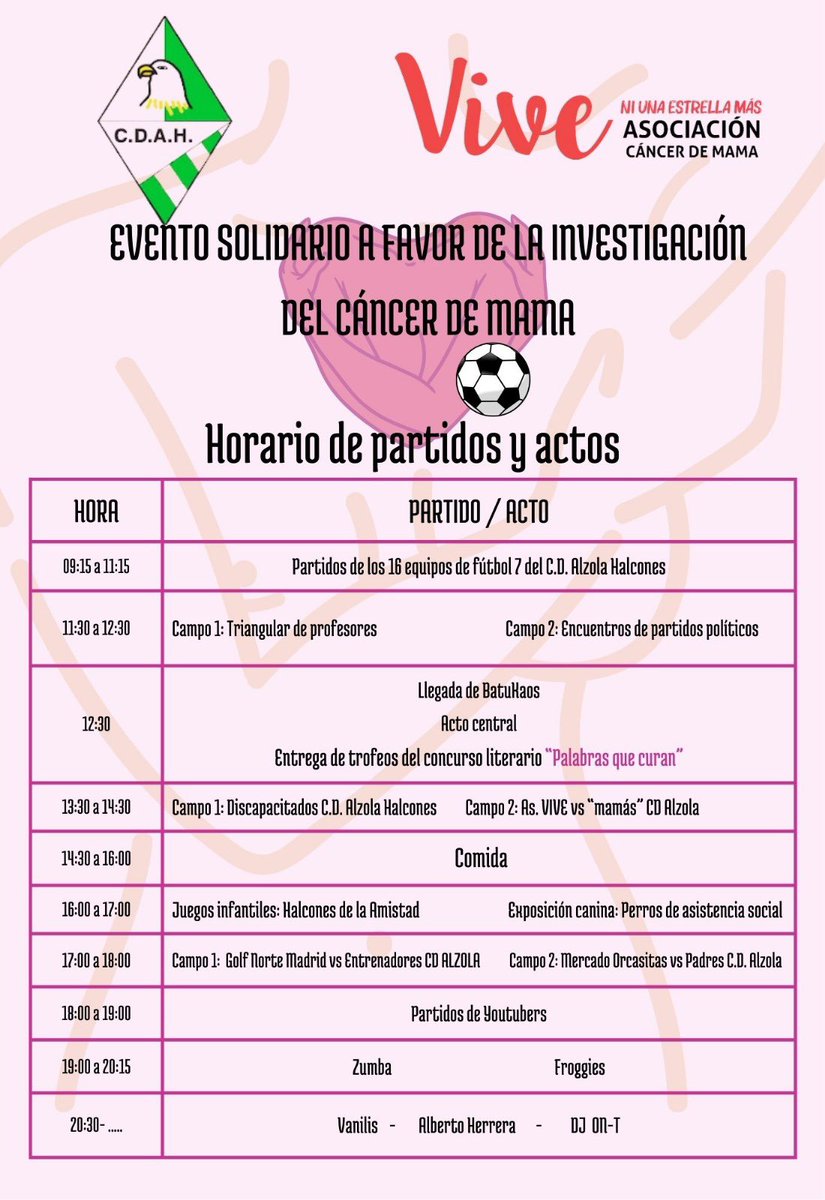 CDAlzola's tweet photo. 𝑪𝑨𝑵𝑪𝑬𝑹 𝑫𝑬 𝑴𝑨𝑴𝑨

Os presentamos el torneo contra el cáncer de mama💚

🗓️ 28 Septiembre

Pasa un gran día de fútbol con nosotros por una buena causa⚽️

#cancerdemama #todoscontraelcancer https://t.co/A8EqpKlaHZ