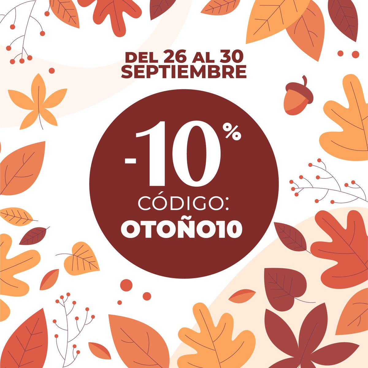Imagina empezar este otoño con ese sabor que
siempre has querido probar o con ese nuevo equipo
que has estado mirando con ojitos de amor. 🧡
Con nuestro descuento del 10%, podrás darte todos los
caprichos sin que tu bolsillo lo sienta. 
¡Introduce 🍁 OTOÑO10🍁y empieza a ahorrar.