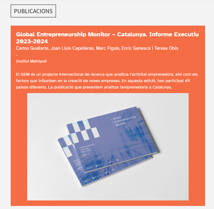 InstMetropoli's tweet photo. 🗒️ Treball de camp de l'#EMEF 24
📚 Publicacions:

🔸Global Entrepreneurship Monitor – Catalunya. Informe Executiu 2023-2024
🔸L’habitatge: polítiques de lloguer al segle XXI #Papers66

Bona lectura!! https://t.co/YE3eAmhGXV