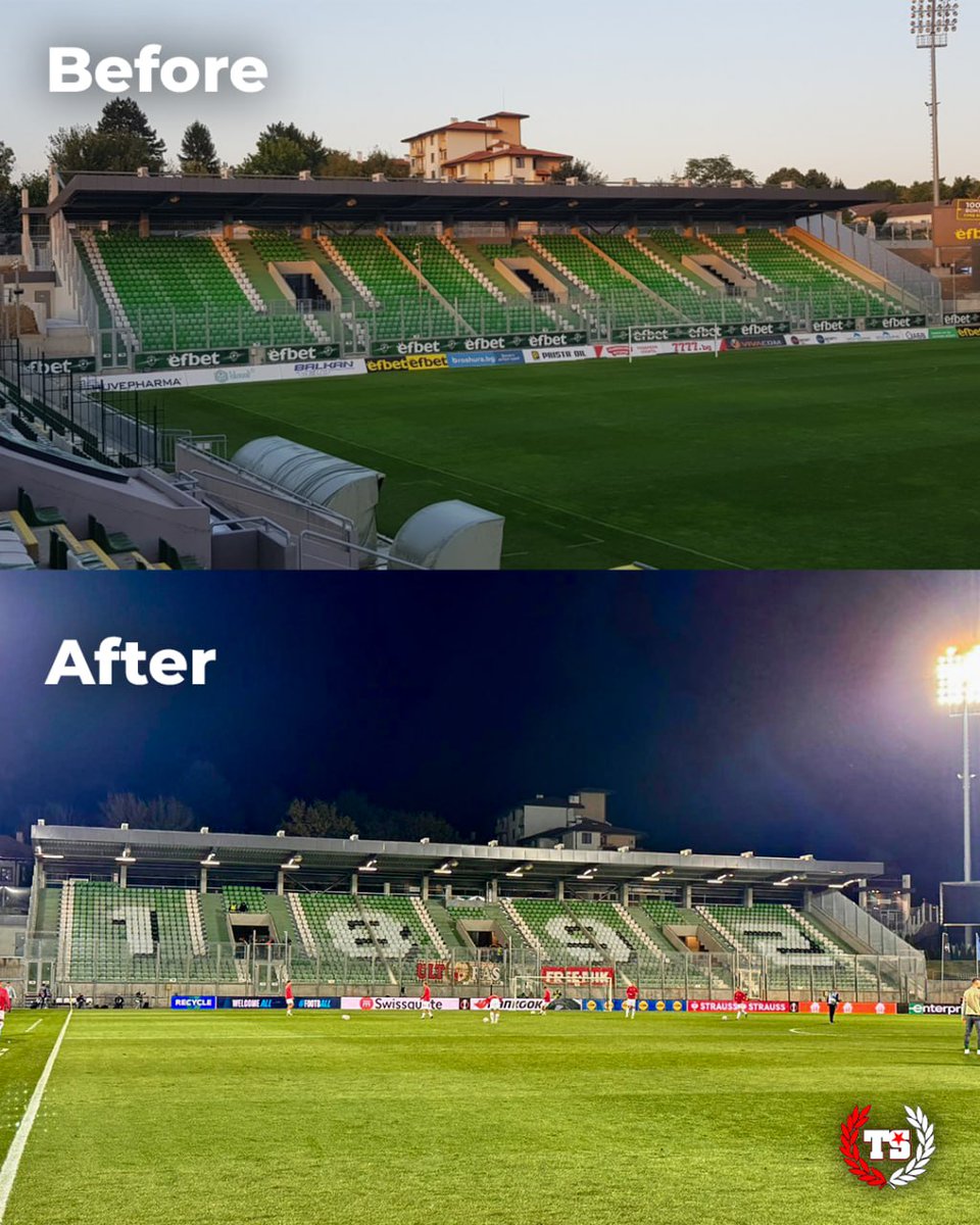 Stadium_Tr's tweet photo. 🇨🇿 La @TRIBUNA_SEVER du Slavia Prague a personnalisé son parcage à Ludogorets hier soir en ajoutant "1892" 🏟
#slavia #praha #LUDSLA https://t.co/nV6UFNsyoc