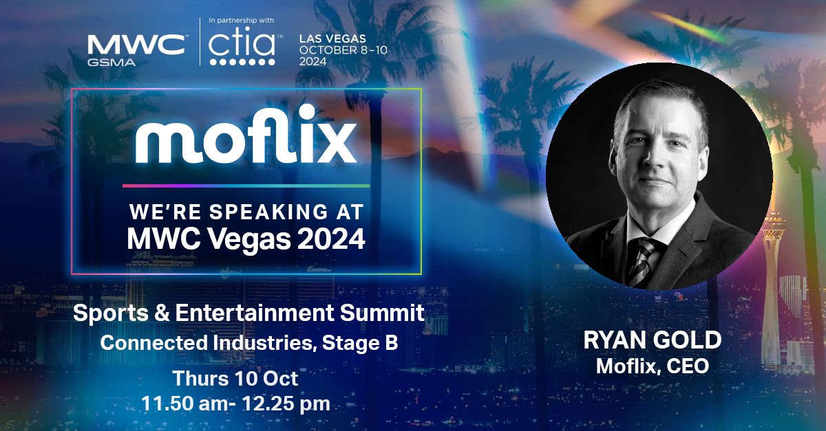 Moflix CEO Ryan Gold is speaking at  MWC Las Vegas  discussing new disruptive plays for Telcos for next gen consumer engagement -combining video, music, &amp; gaming content with connectivity with a loyalty engine &amp; wallet based on decentralised Web3 tech. #MWC24 #telcotech #moflix