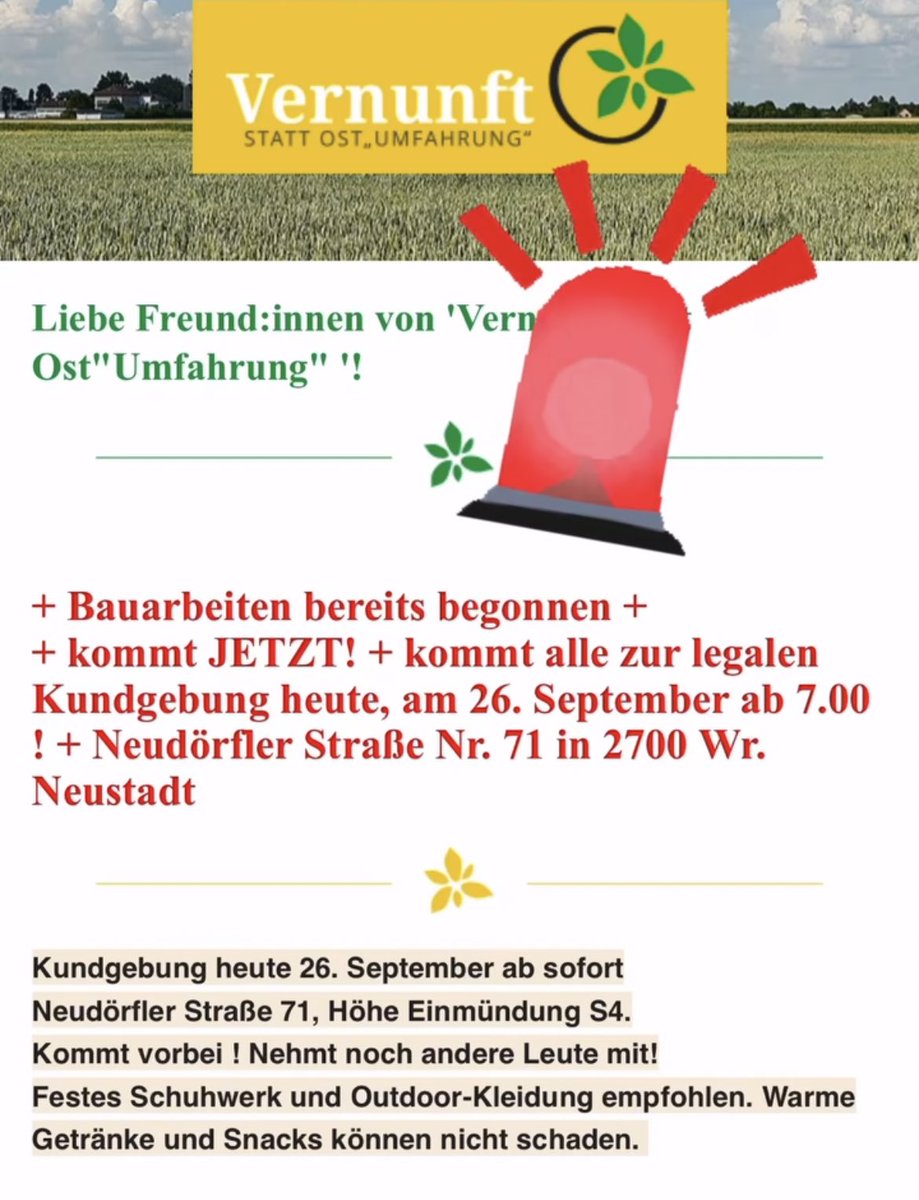 +++ PROTEST GEGEN BAUSTELLE +++

Seit heute um 7:00 gibt es eine Kundgebung vor Ort bei der Baustelle der „Ostumfahrung“. 
Schließt euch den Protesten an! 

Verfolgt dazu am besten Instagram f aktuellere News. Wir haben viel zu tun, nicht alle Kanäle werden gleichmäßig betreut.