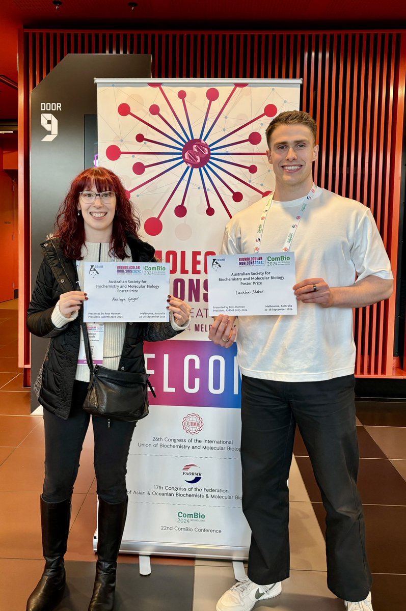 ashleigh_bryar's tweet photo. Pretty stoked to win an ASBMB poster prize at @bmh2024Melb, alongside fellow eye CRISPR PhD candidate and friend Lachi Staker 🧬✂️👀 https://t.co/1QF6kcK65o